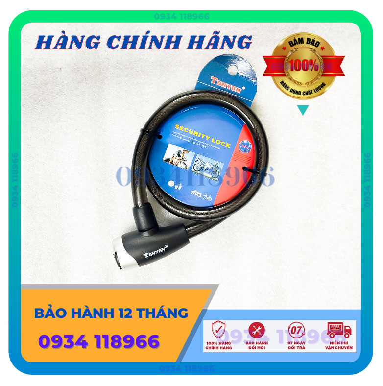 Dây khóa xe đạp - xe máy cao cấp dùng chìa - Tonyon 15x800mm