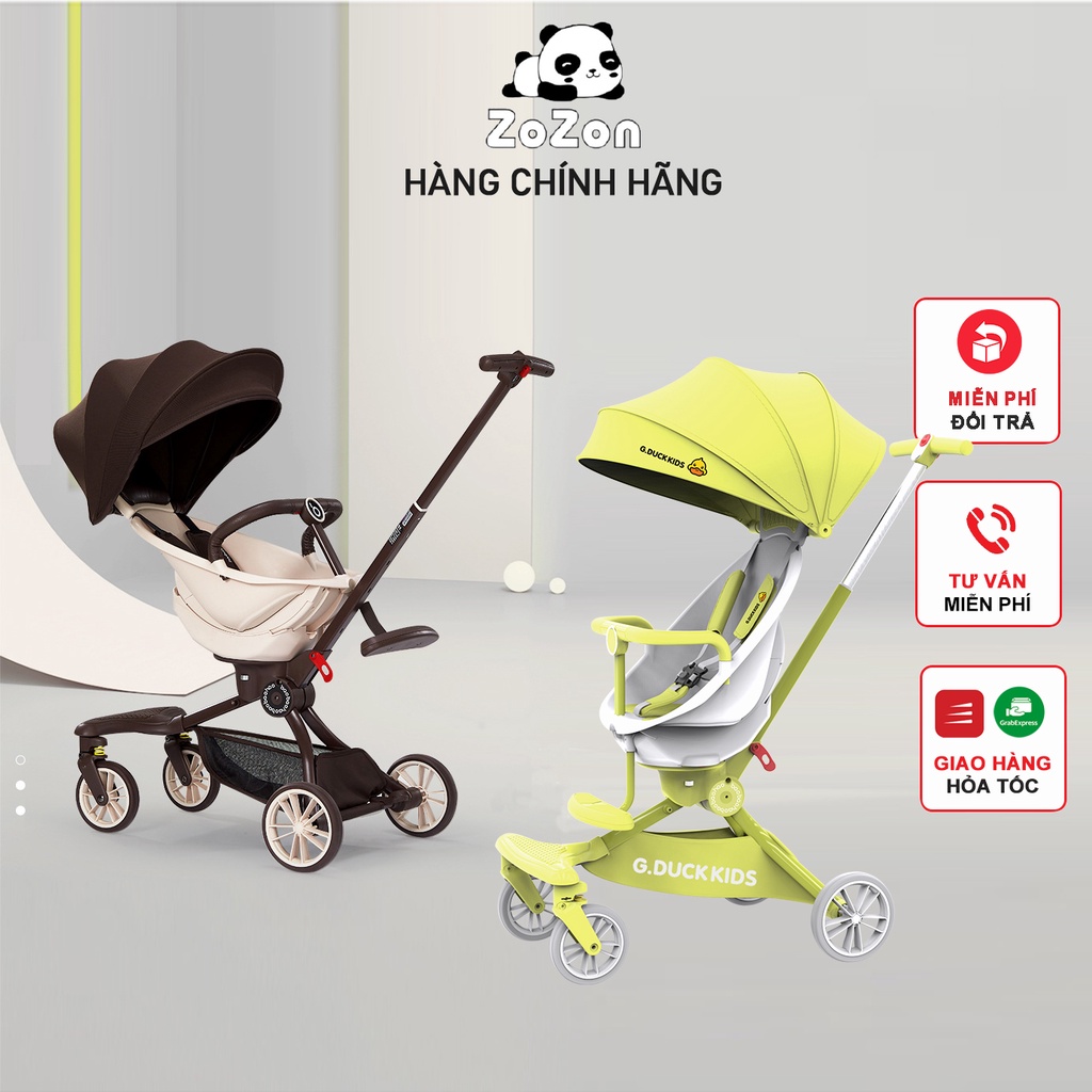 Xe đẩy cho bé gấp gọn V18 Baobaohao 2 chiều, em bé ngồi ngả 5 tư thế tặng kèm gối da,đệm lót