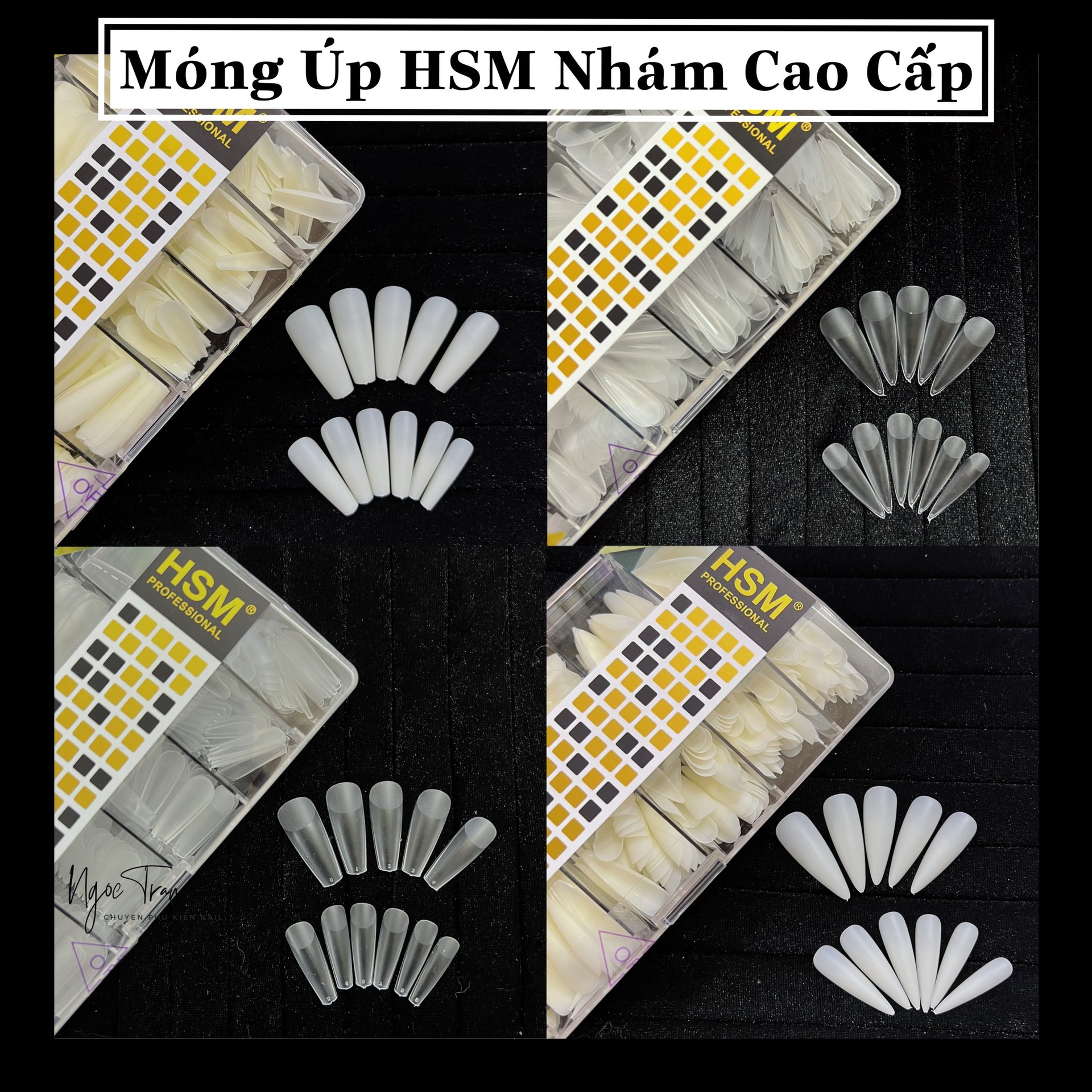 Móng úp hsm nhám mỏng cao cấp phom than & phom nhọn