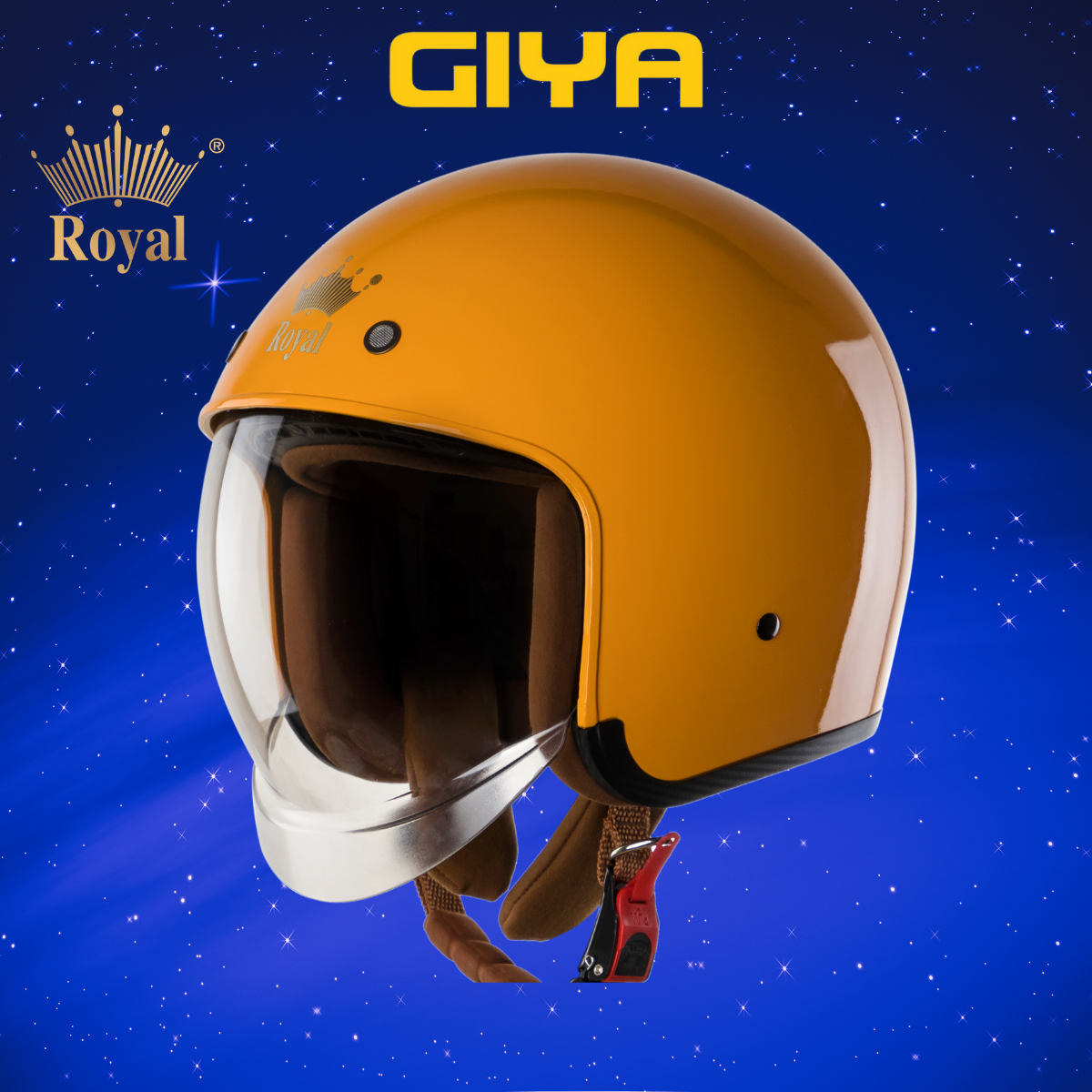 Nón bảo hiểm có kính 3/4 Royal M139 màu vàng bóng, mũ bảo hiểm dành cho nam và nữ, kính âm khói trà che hết mặt, tháo rời được lót và đệm