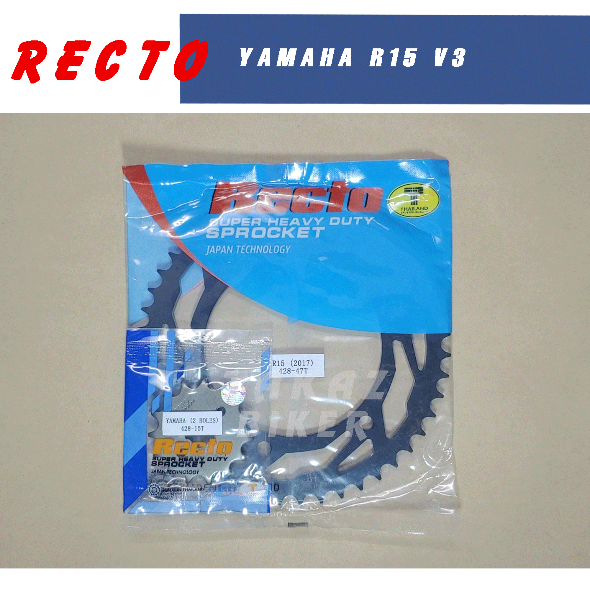 [ R15 V3 PKN ] Nhông và Dĩa 15T x 47T Recto PKN dùng cho xe Yamaha R15 V3 ( Thái Lan )