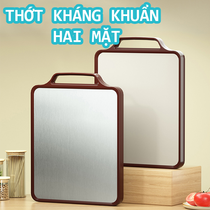  Thớt kháng khuẩn 2 mặt mặt trước inox 304 mặt sau nhựa PP kháng khuẩn chống tràn chống trượt 