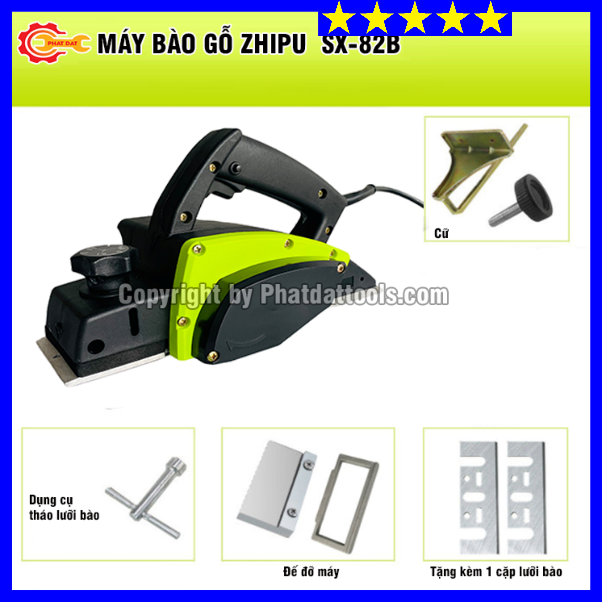 Máy bào gỗ zhipu sx-82 - công suất 850w - tặng kèm lưỡi bào - bảo hành 6 tháng