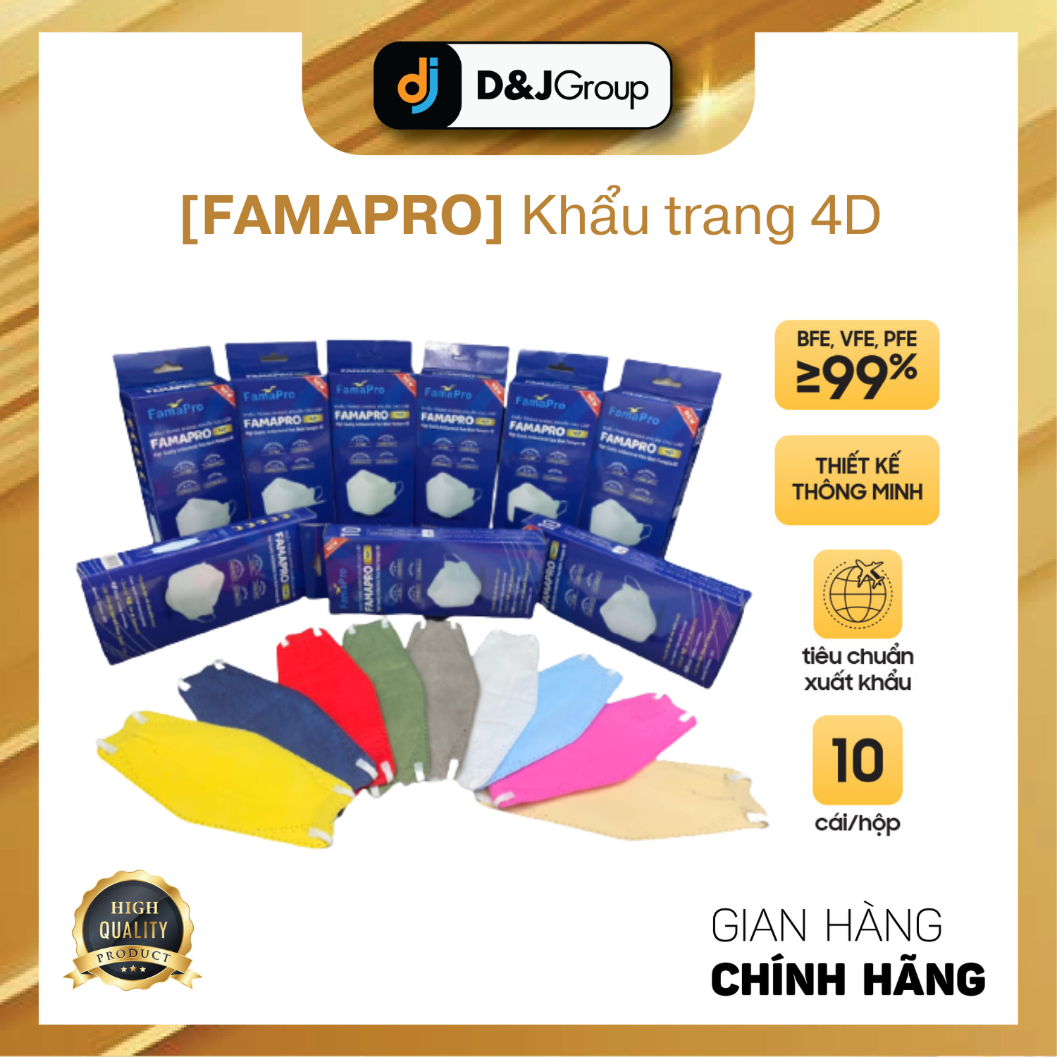 Khẩu trang y tế cao cấp kháng khuẩn 3 lớp famapro 4d kf94 dạng hộp