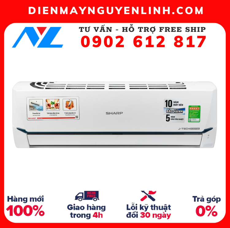 Free Ship - Máy lạnh Sharp Inverter 1.5 HP AH-X12XEW