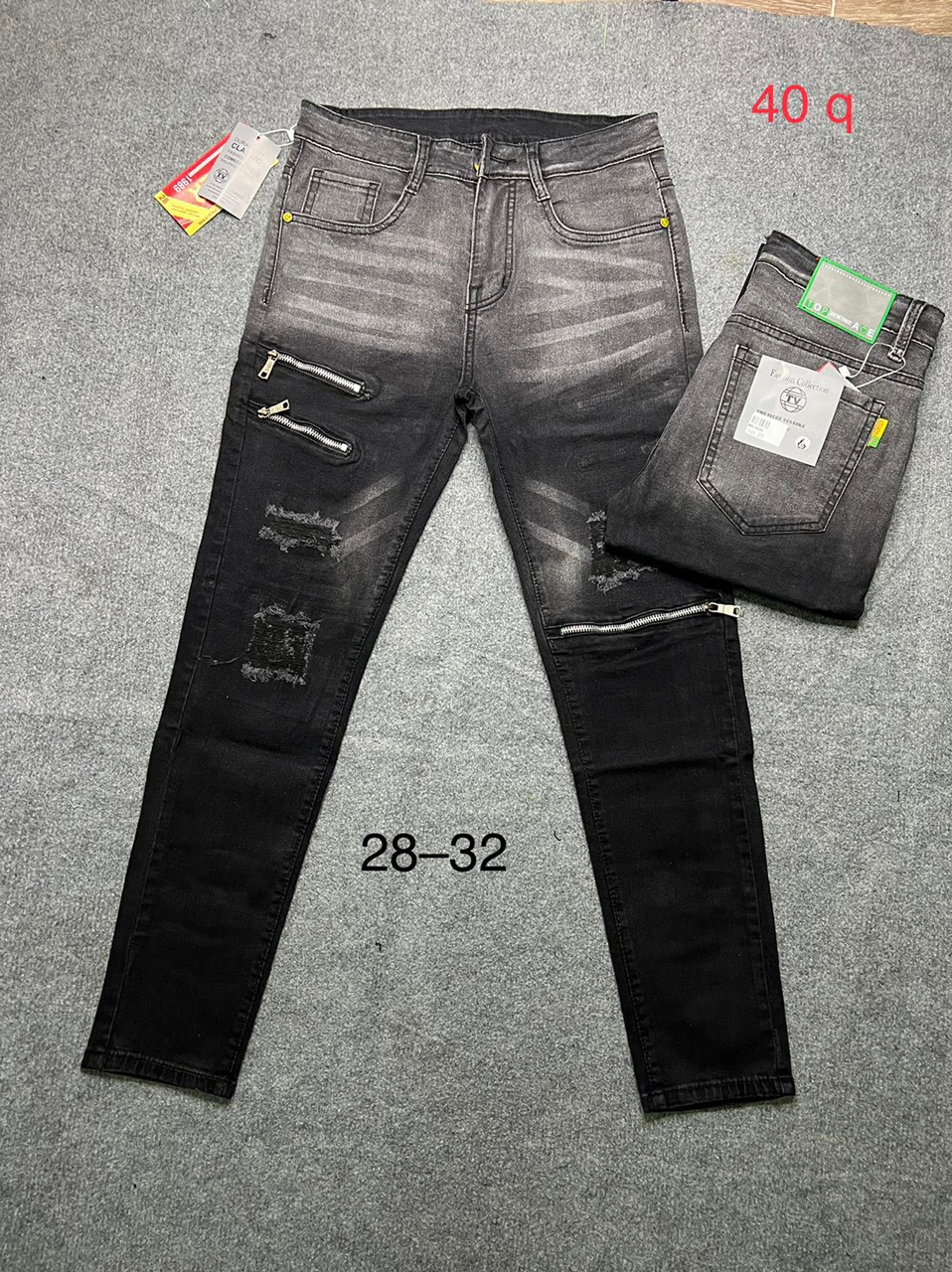 QUẦN BÒ JEAN NAM DÀI ĐEN RÁCH VÁ DA KIỂU HOT TREND CHẤT VẢI MỀM MÁT CO GIÃN TỐT GIÁ RẺ