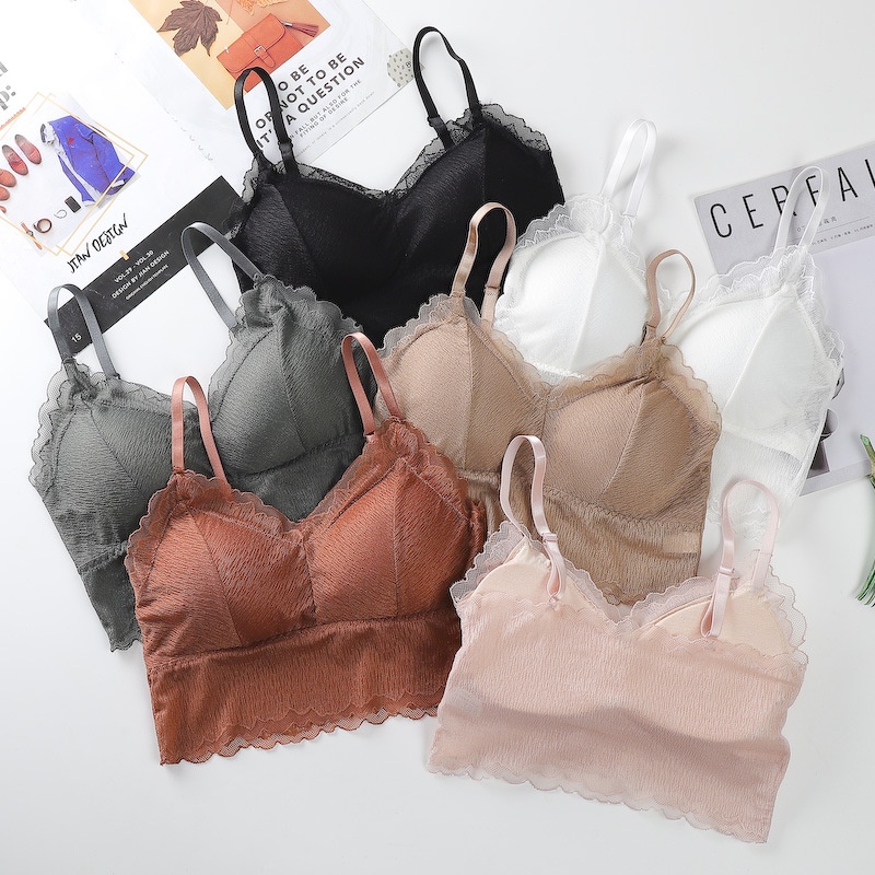 Áo bra phối viền ren free size 37-60kg - mã 057