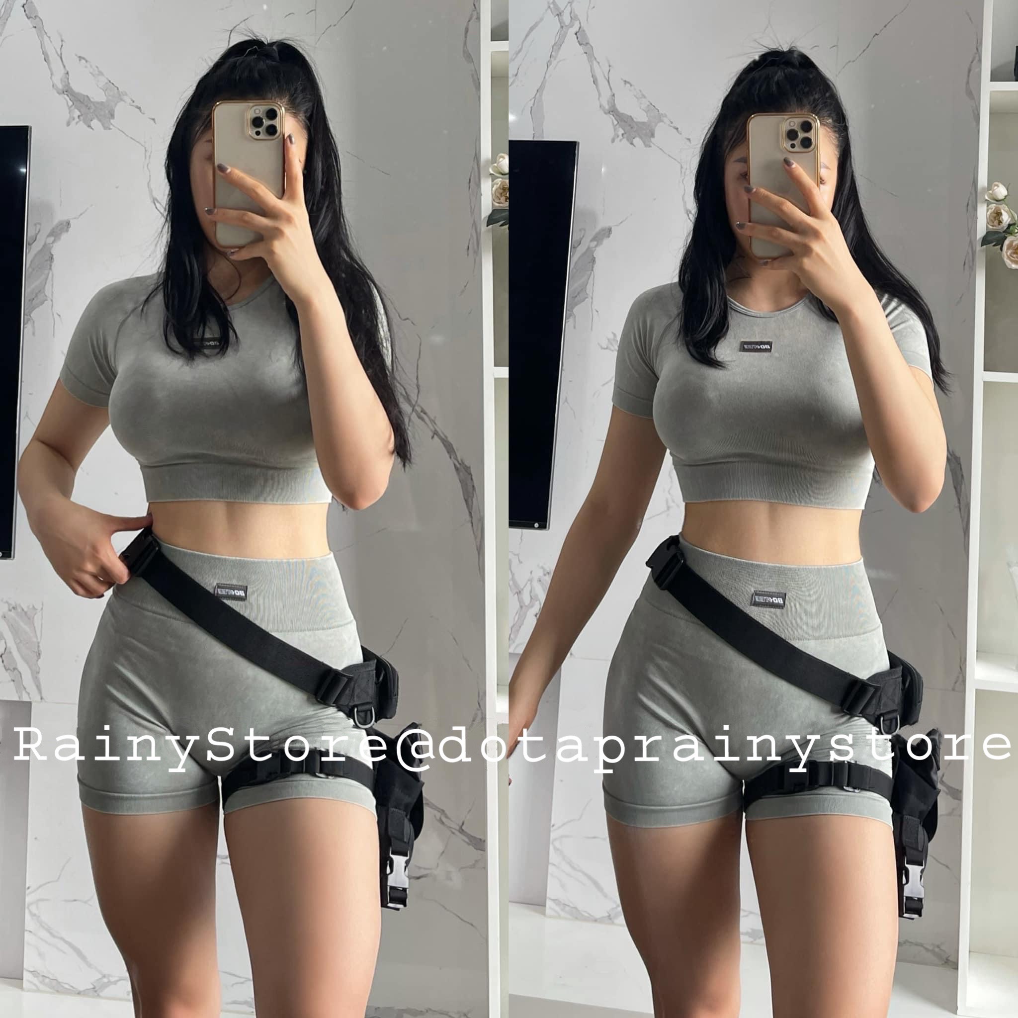 Bộ tập botee wash crop top short