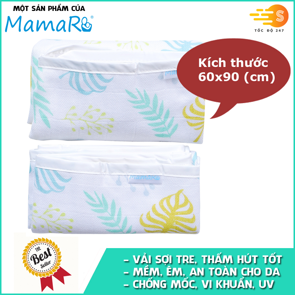 Bộ 2 tấm lót chống thấm vải sợi tre cho bé 60x90 Mamaru MA-LOT60X90 - Tốc độ 247, Diệt khuẩn, hút ẩm tốt, kháng tia UV