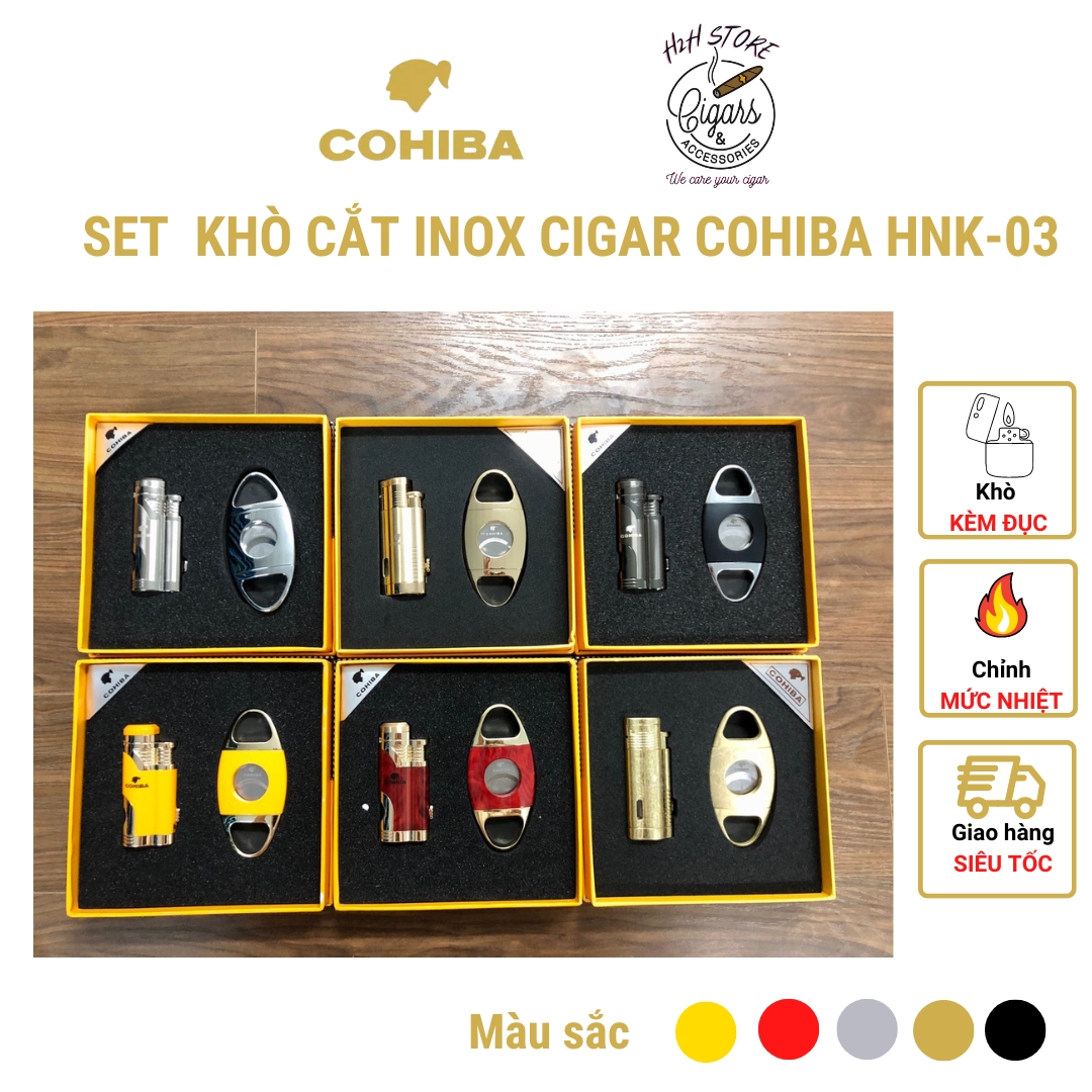 Khò, cắt kèm đục cigar cohiba, inox, 6 màu - h2h store