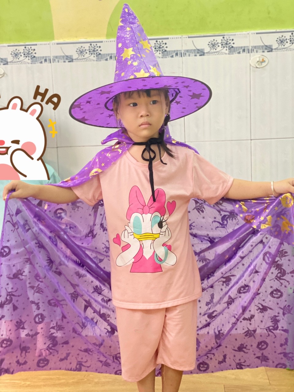 Set áo choàng phù thuỷ halloween + nón 80cm - 120cm