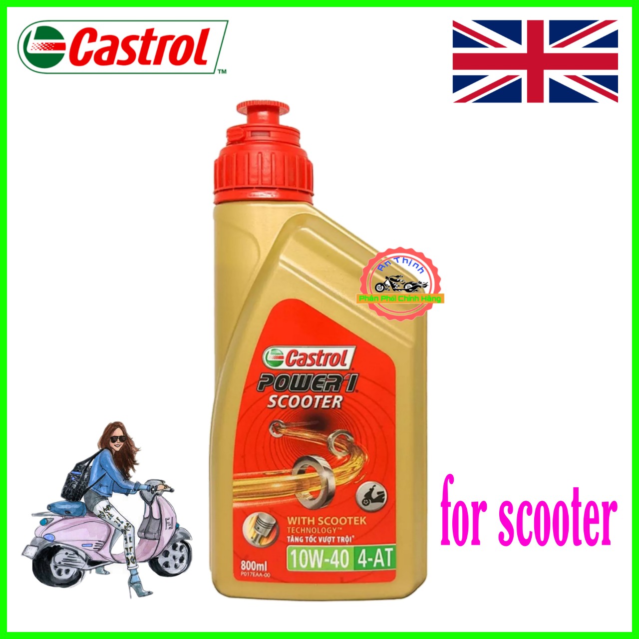 [HCM]Nhớt xe tay ga CASTOL POWER1 SCOOTER 10W40 800ML SEAL CHỐNG GIẢ