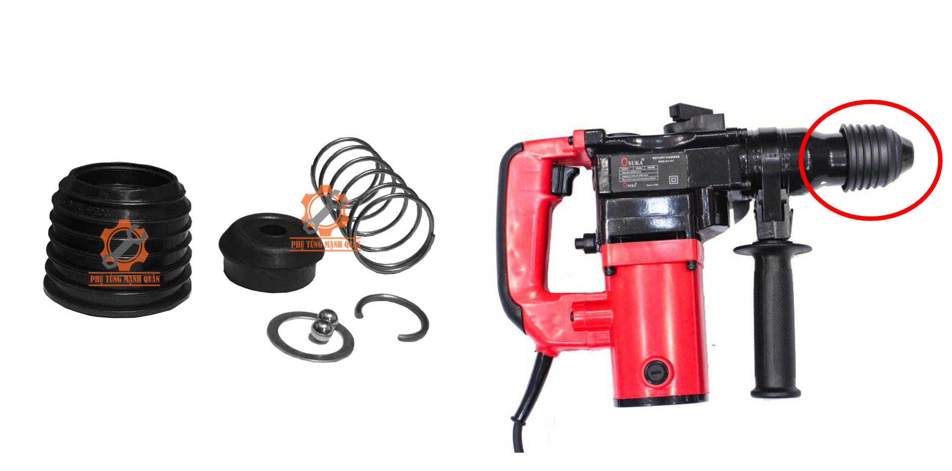 Đầu cao su máy khoan đục Osuka