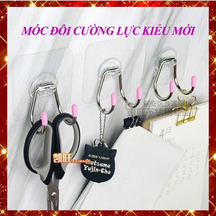 1 móc cường lực inox dán tường dạng móc đôi