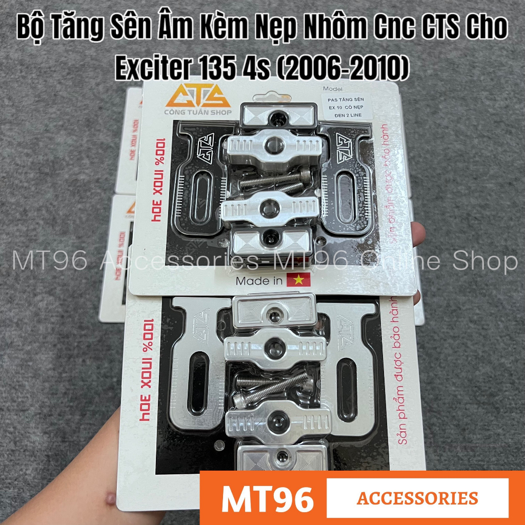 Bộ tăng sên âm nhôm cnc kèm nẹp cts cho exciter 135 4s , ex 2010, ex135 4s
