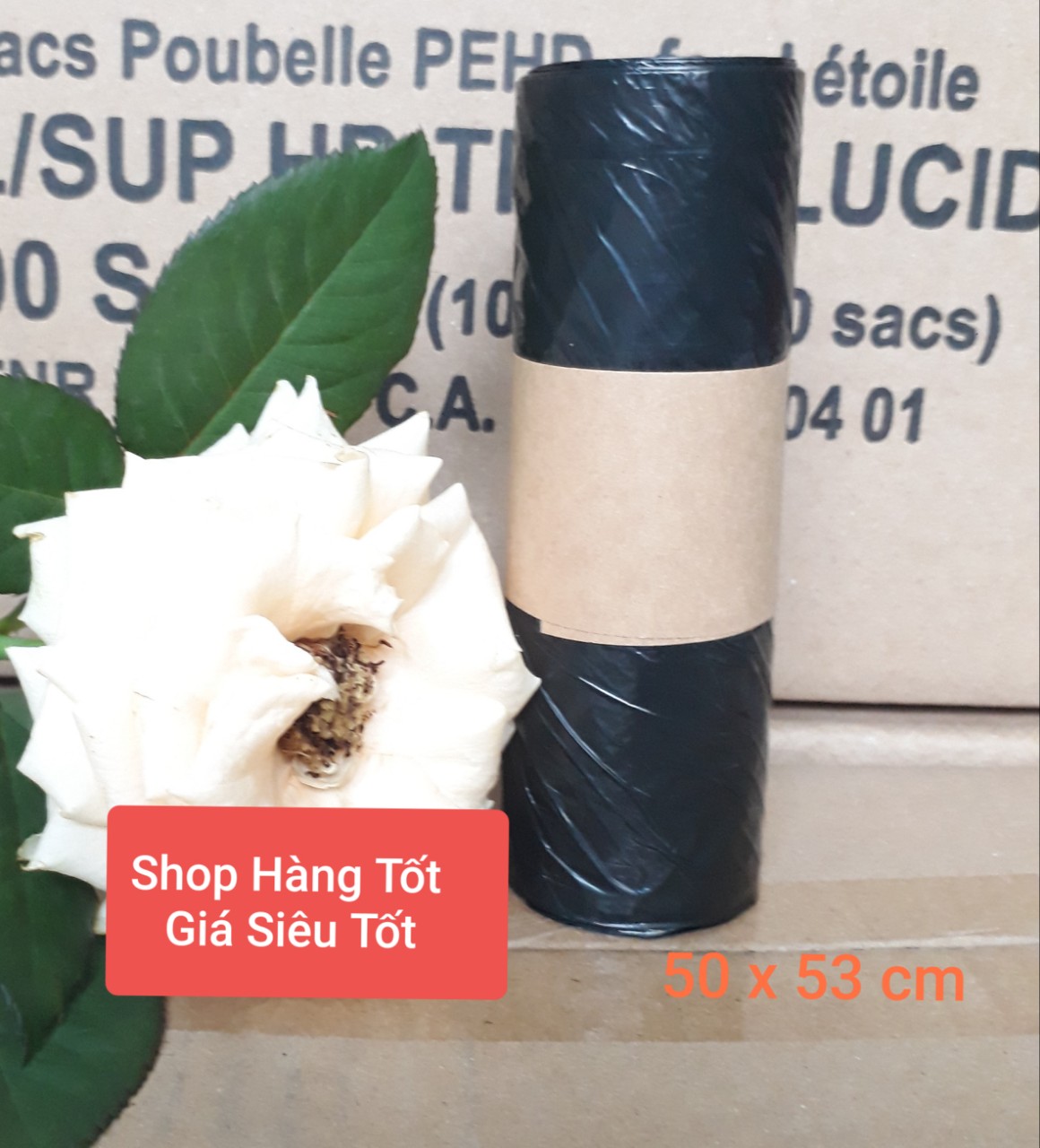 ( SIÊU TIẾT KIỆM) (04 cuộn -100 túi ) TÚI RÁC TỰ HỦY SINH HỌC kích thước 50 x53 cm