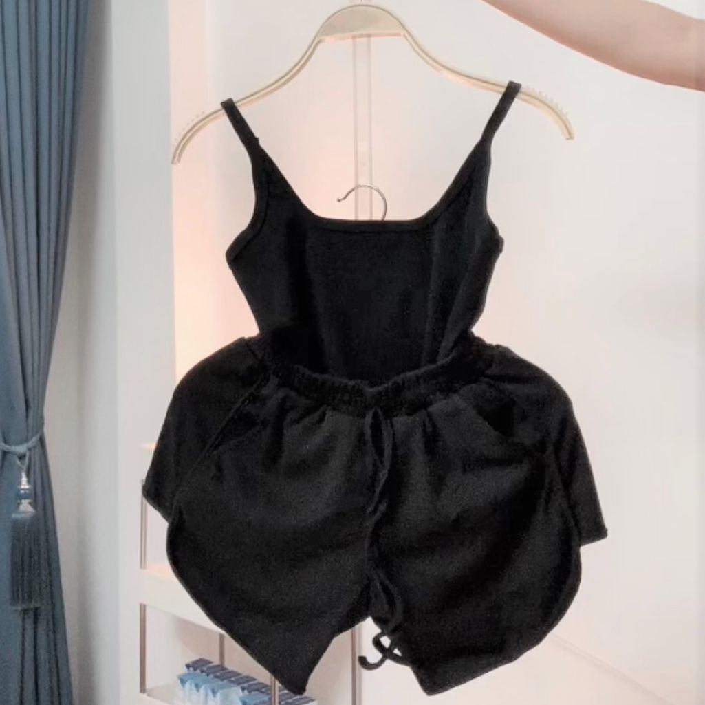 Shynstores Set đồ ngủ 2 dây sexy - bộ ngủ thun tăm co giãn mềm mát
