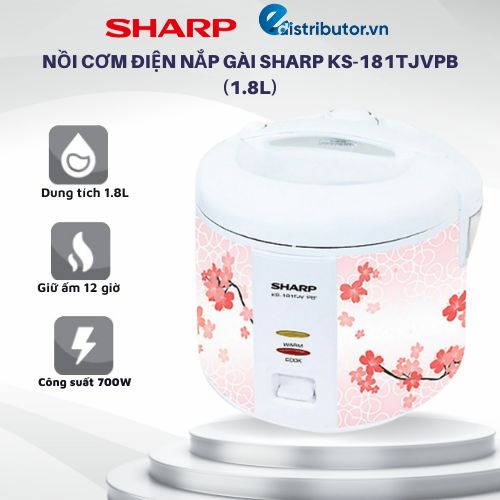 Nồi cơm điện nắp gài sharp ks-181tjv pb - hàng chính hãng