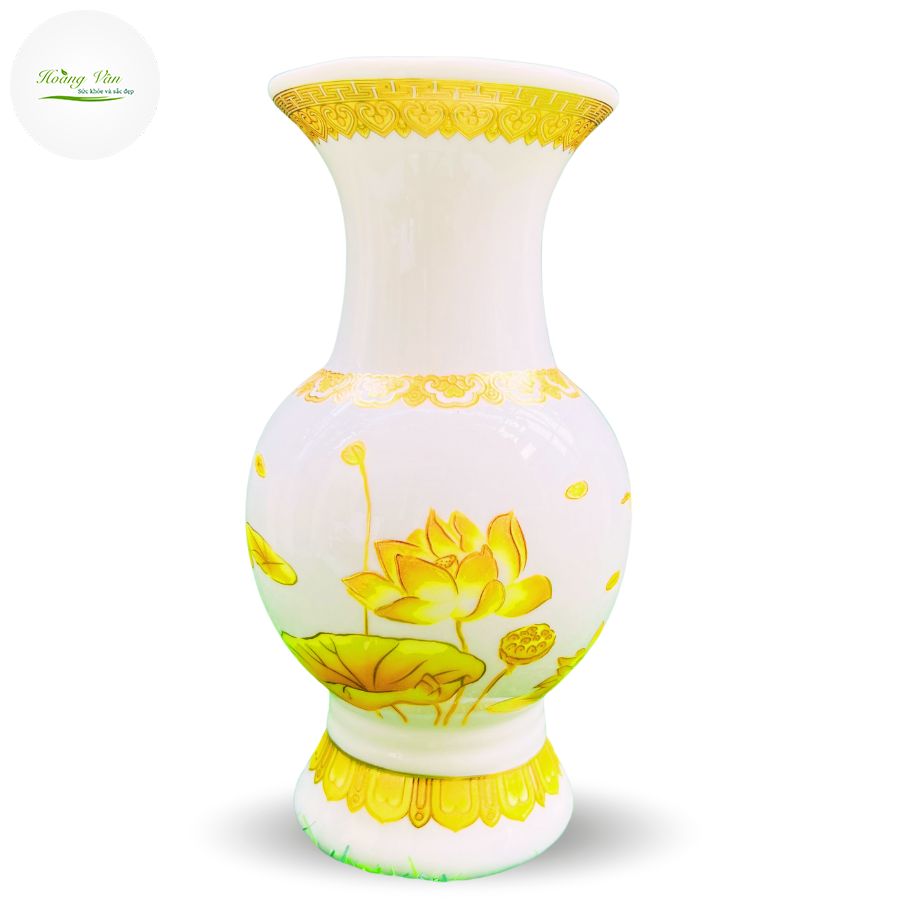Bình hoa thờ cúng gốm sứ Hoa sen vàng