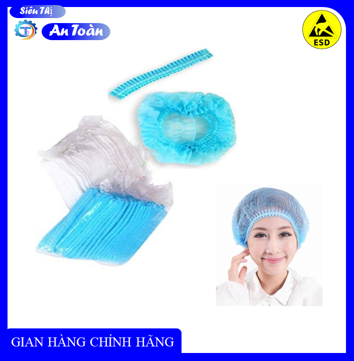 Combo 100 - Mũ trùm đầu, mũ bọc tóc vải không dệt, bọc tóc con sâu, đội đầu, kháng khuẩn chống bụi chống tĩnh điện