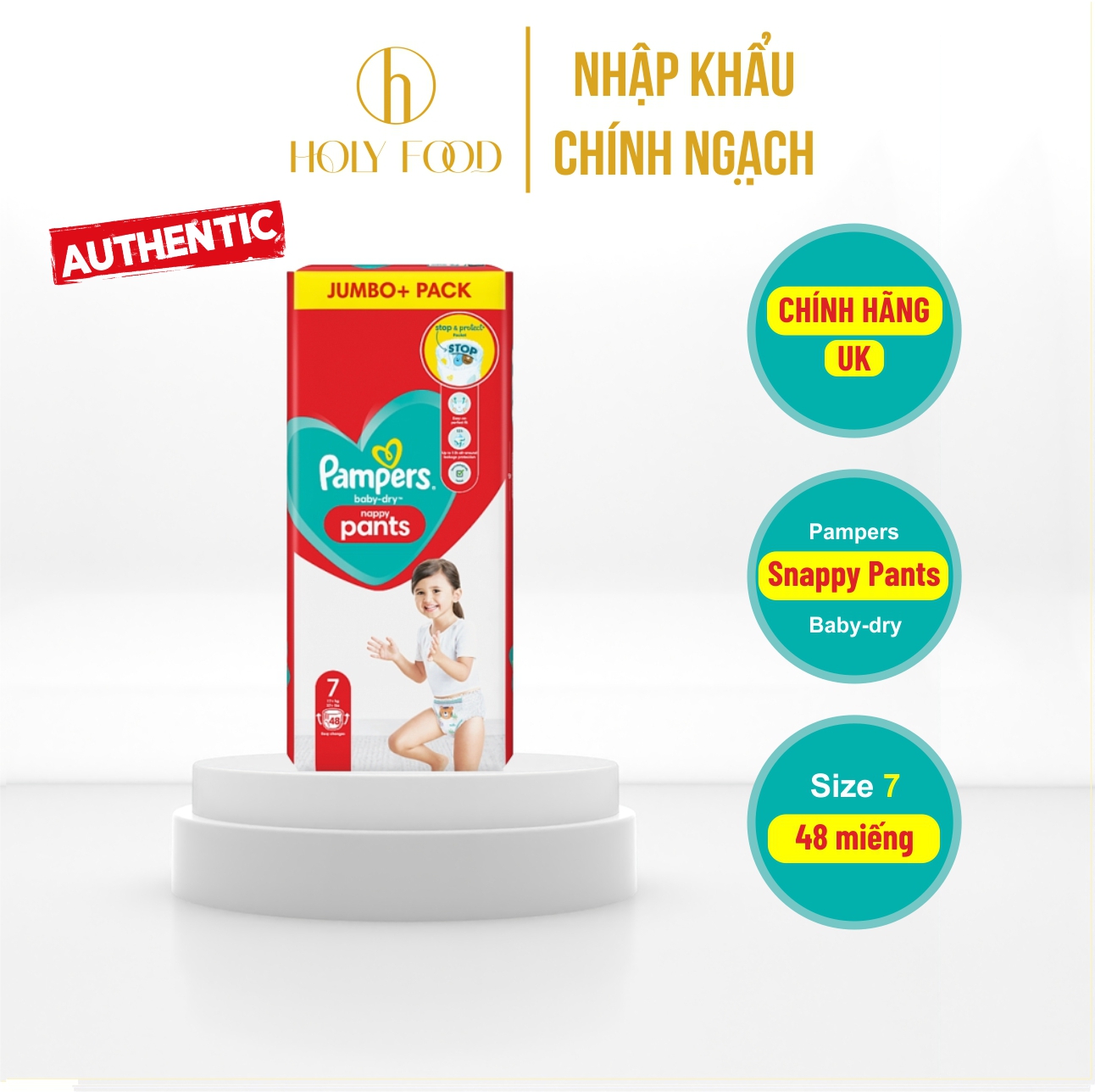 Tách lẻ Tã Bỉm Quần Pampers Jumbo Nội Địa UK Baby Dry Đủ Size Cho Bé