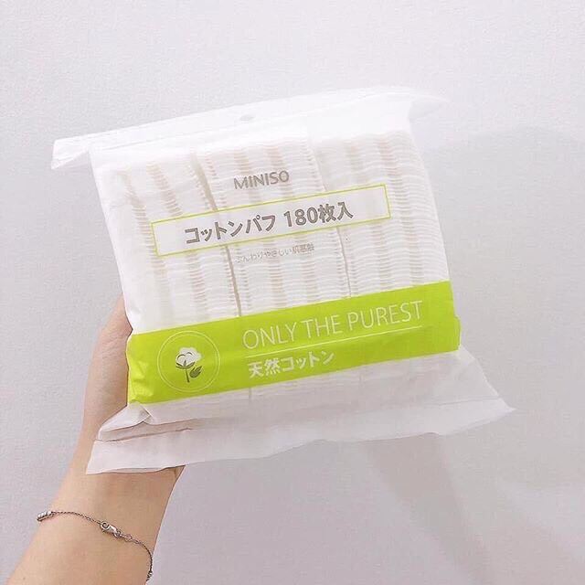 Bông tẩy trang miniso 180 miếng - skincarewithmd