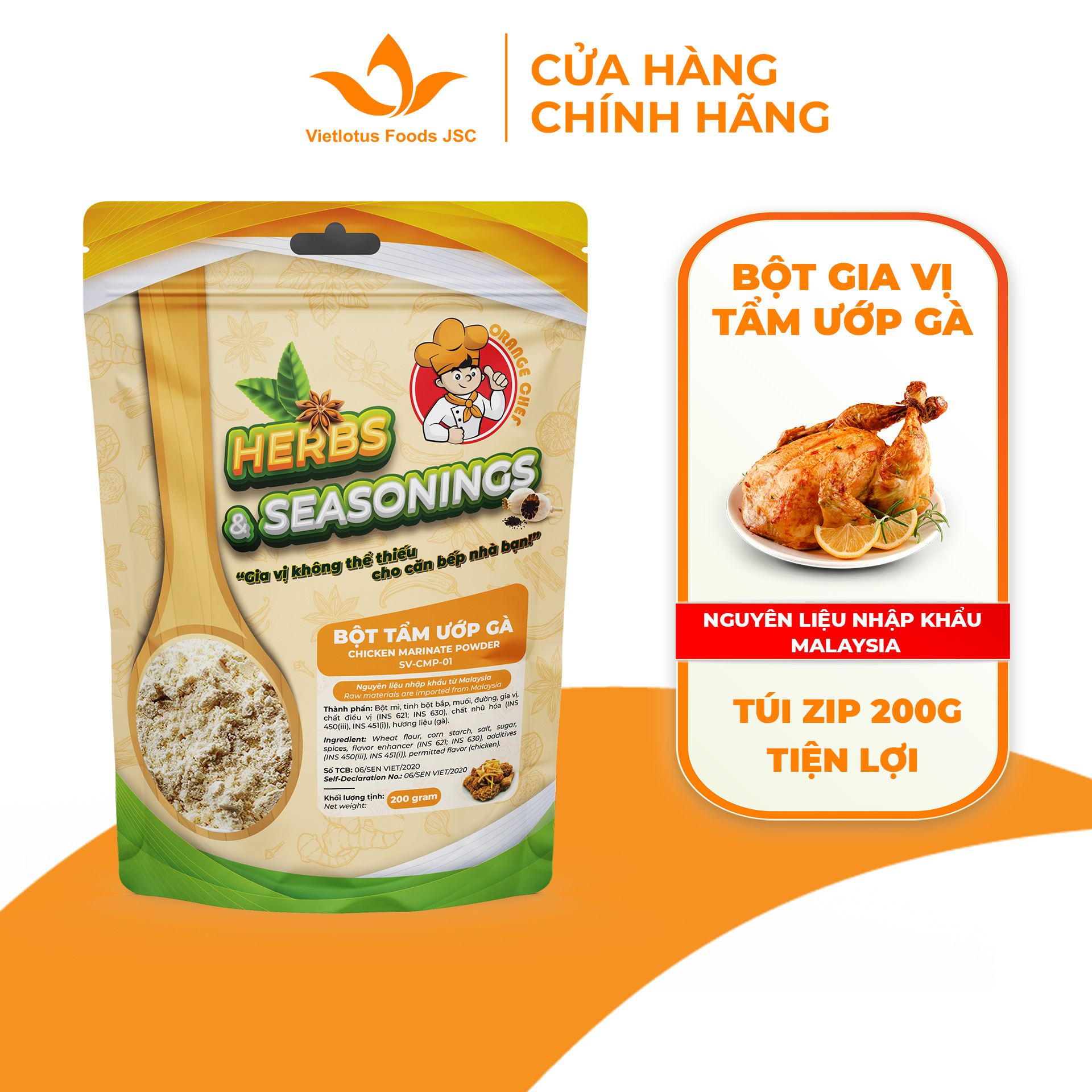 Bột tẩm ướp Gà Orange Chef - Nguyên liệu nhập khẩu Malaysia