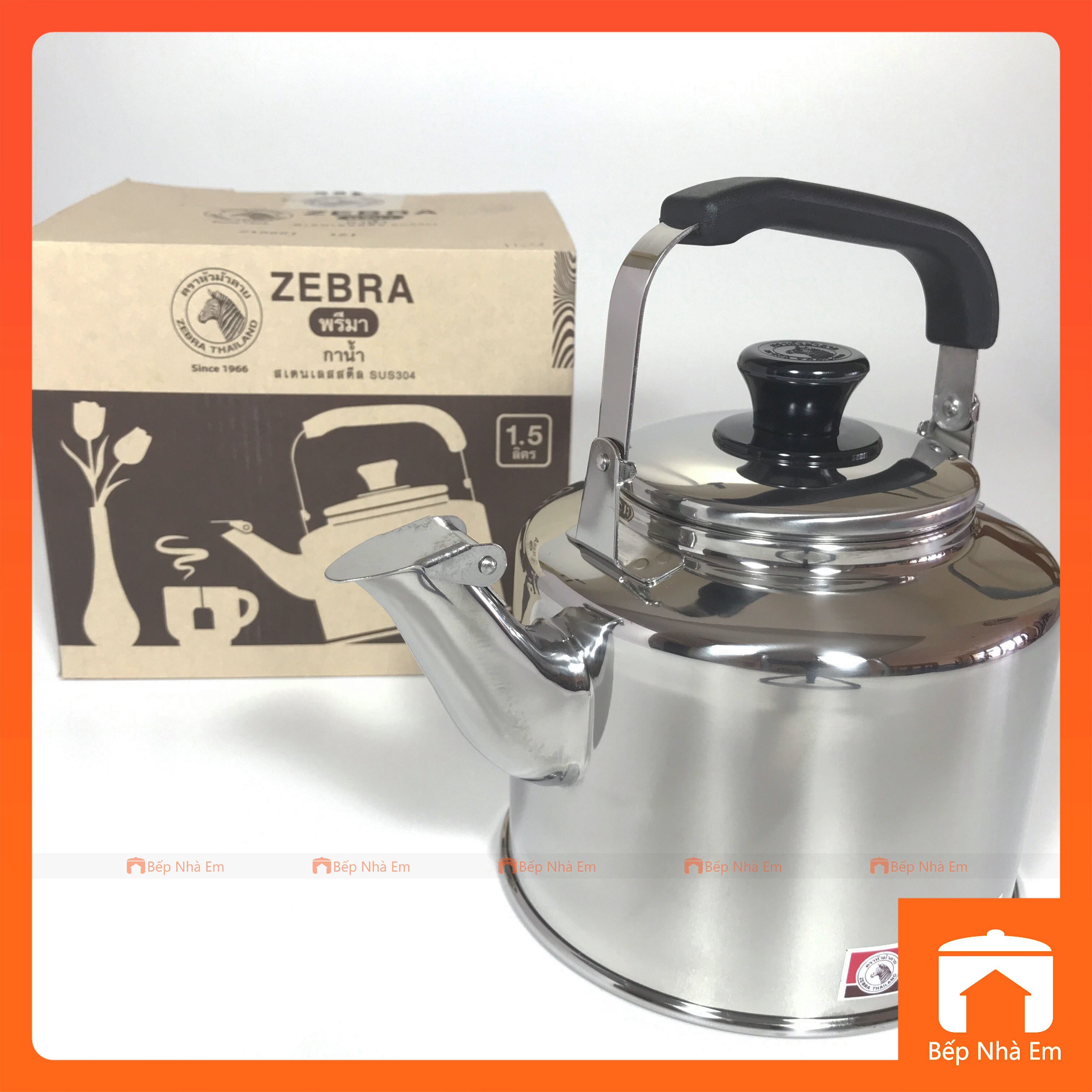 Ấm đun nước zebra classic 1.5l - 113432. nhập khẩu thái lan