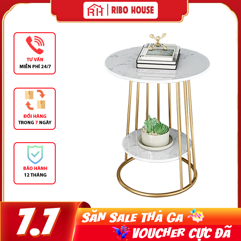 Bàn trà mặt đá sofa RIBO HOUSE tab đầu giường phòng ngủ khung kim loại sơn tĩnh điện nội thất sofa phòng khách RIBO50