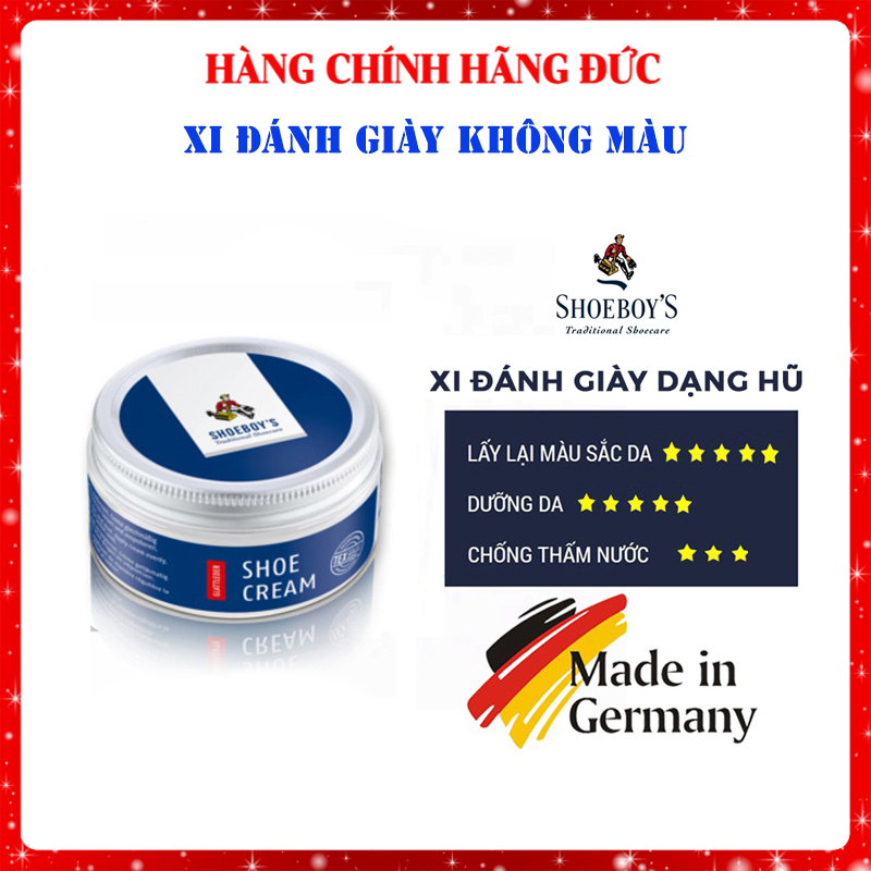 Xi Đánh Giày Màu Trắng, Xi Đen, Xi Nâu Nhập Khẩu Từ Đức Dạng Kem Shoeboy's Xi Đánh Giày Không Màu Chăm Sóc Làm Mềm Phục Hồi Vết Xước Lấy Lại Màu Sắc  Da Giày Hiệu Quả