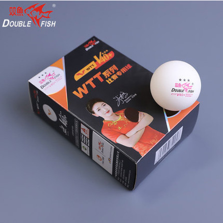 Hộp 6 Quả bóng bàn thi đấu Double Fish V40+ 3* hộp đen WTT - Banh bóng bàn Double fish V40+