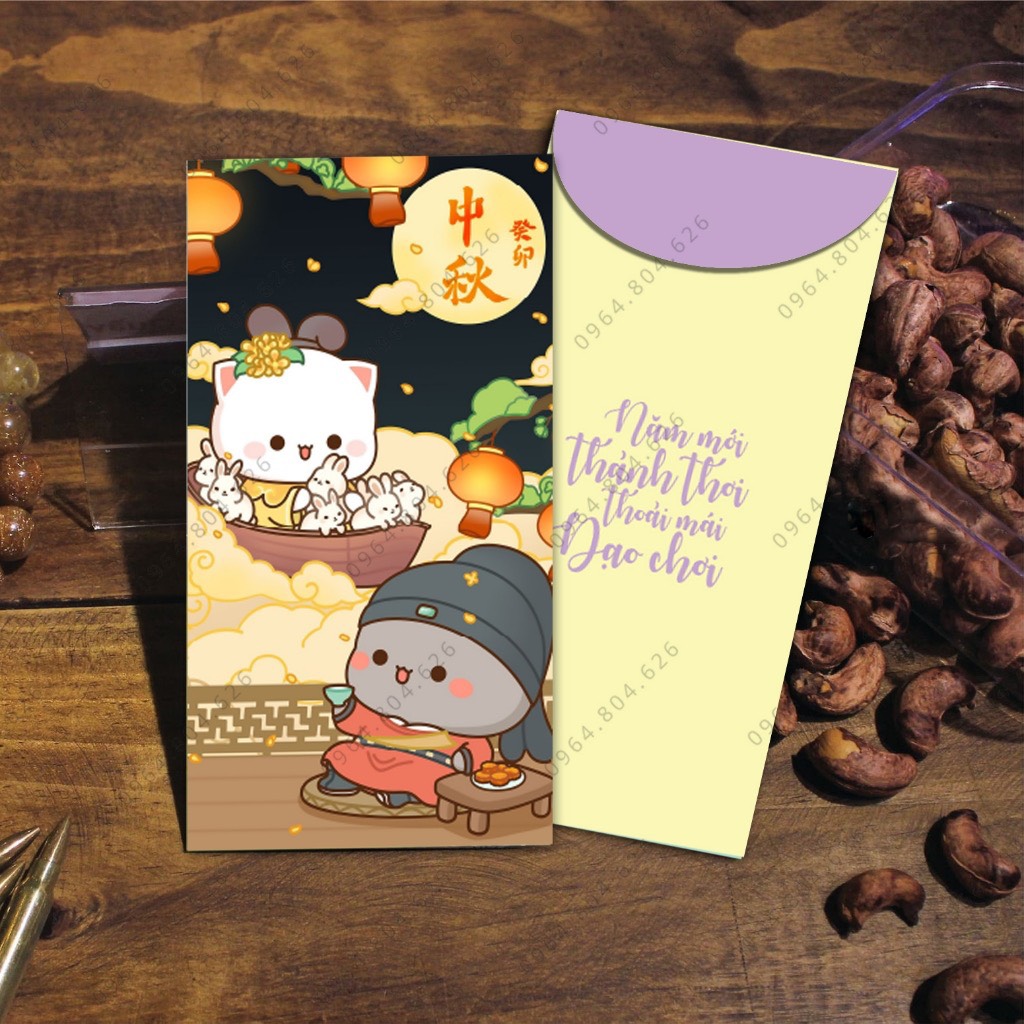 Bao lì xì 2024 đẹp tết cute dễ thương HÌNH GẤU đáng yêu bộ 6 chiếc HÀNG LOẠI 1