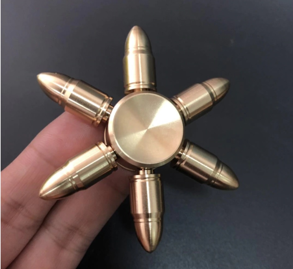 Đồ chơi con quay Spinner 5 Cánh Hình Viên Đạn - Chất Liệu Bằng Đồng, Spinner Quay Vô Cực