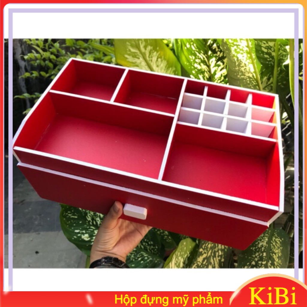 Kệ đựng mỹ phẩm 1 ngăn đại 35cm màu đỏ đựng son phấn nước hoa