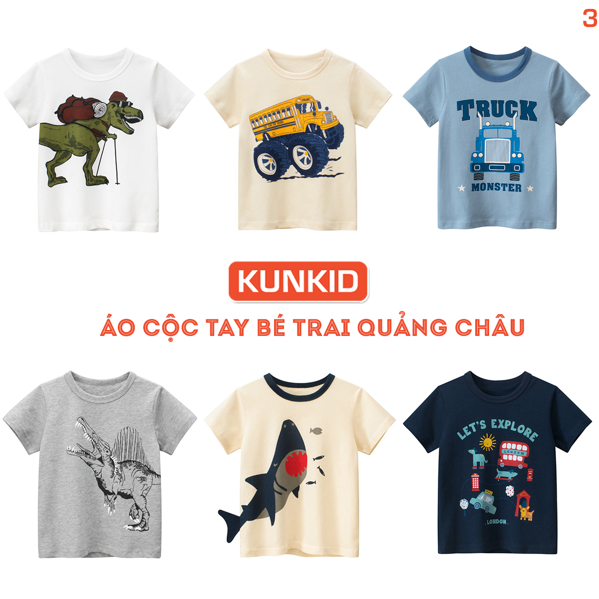 Áo thun bé trai xuất khẩu Châu Âu Áo phông trẻ em kunkid