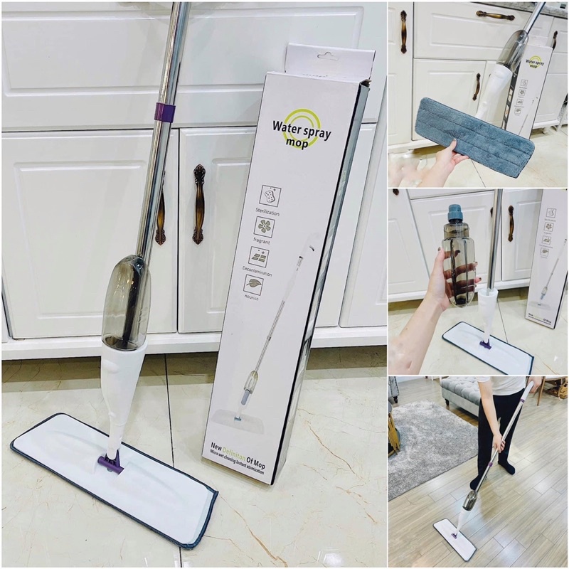 Cây lau nhà phun sương cao cấp-chổi lau nhà đa năng 2 in 1 có bình xịt tự động