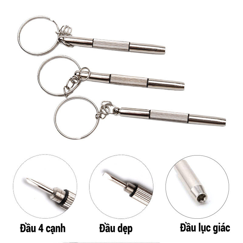 Móc Khóa Tua Vít mini đa năng sửa chữa kính, đồng hồ, điện thoại