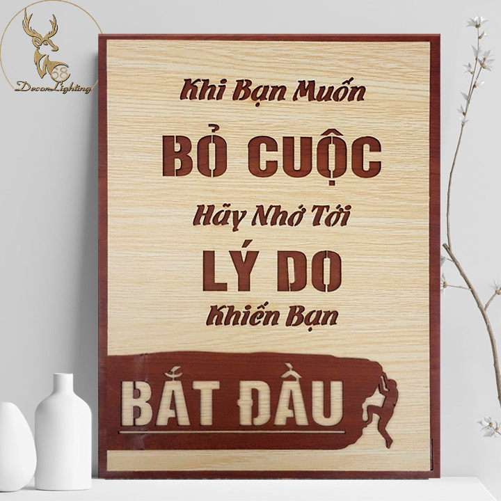 Tranh gỗ dán tường,treo tường tạo động lực câu slogan những câu nói hay và ý nghĩa LP0391