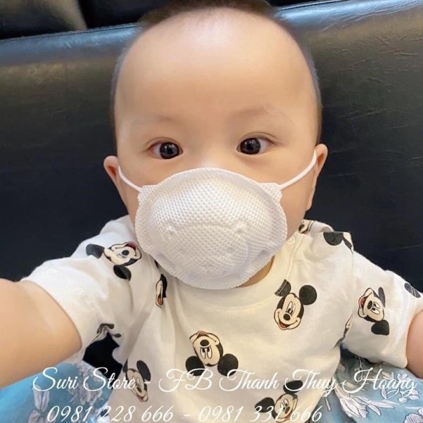 Gói 3 chiếc Khẩu trang gấu Unimask Kids cho bé yêu từ 3 tháng tới 2 tuổi