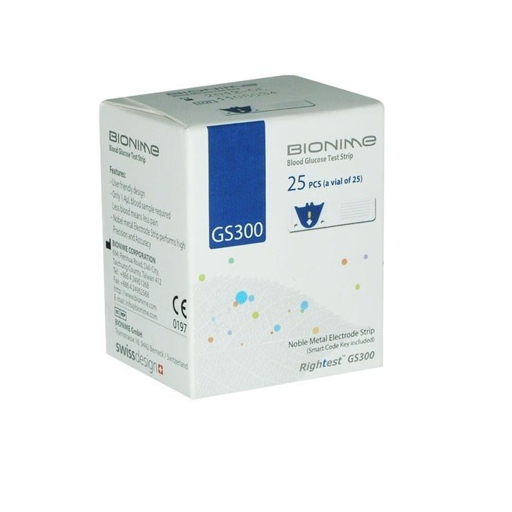 Que thử đường huyết bionime gs-300 260 hộp 25 que