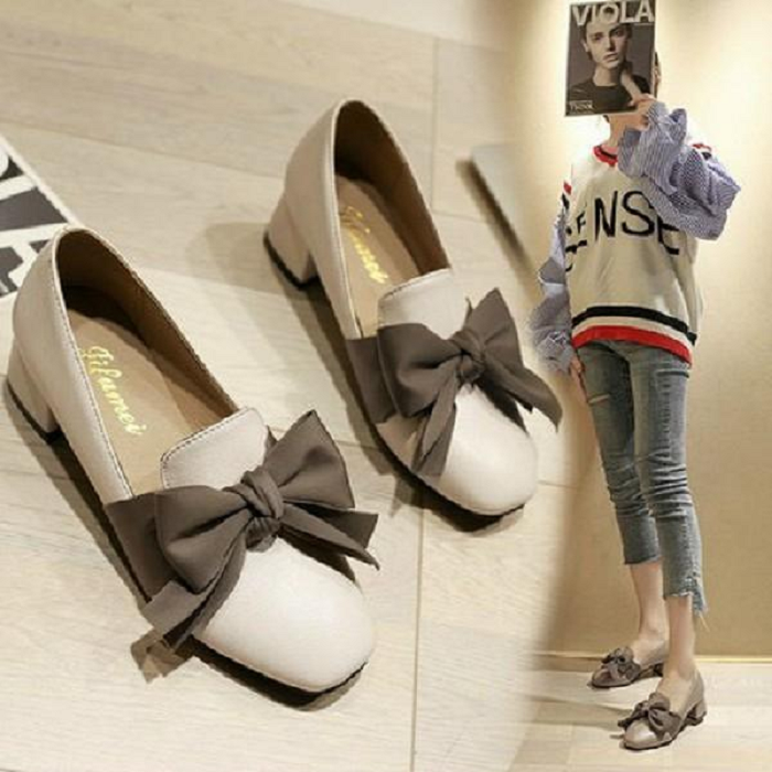 Free ship giày nữ đôn đế 3 phân nơ lụa phong cách hàn quốc- giày umi