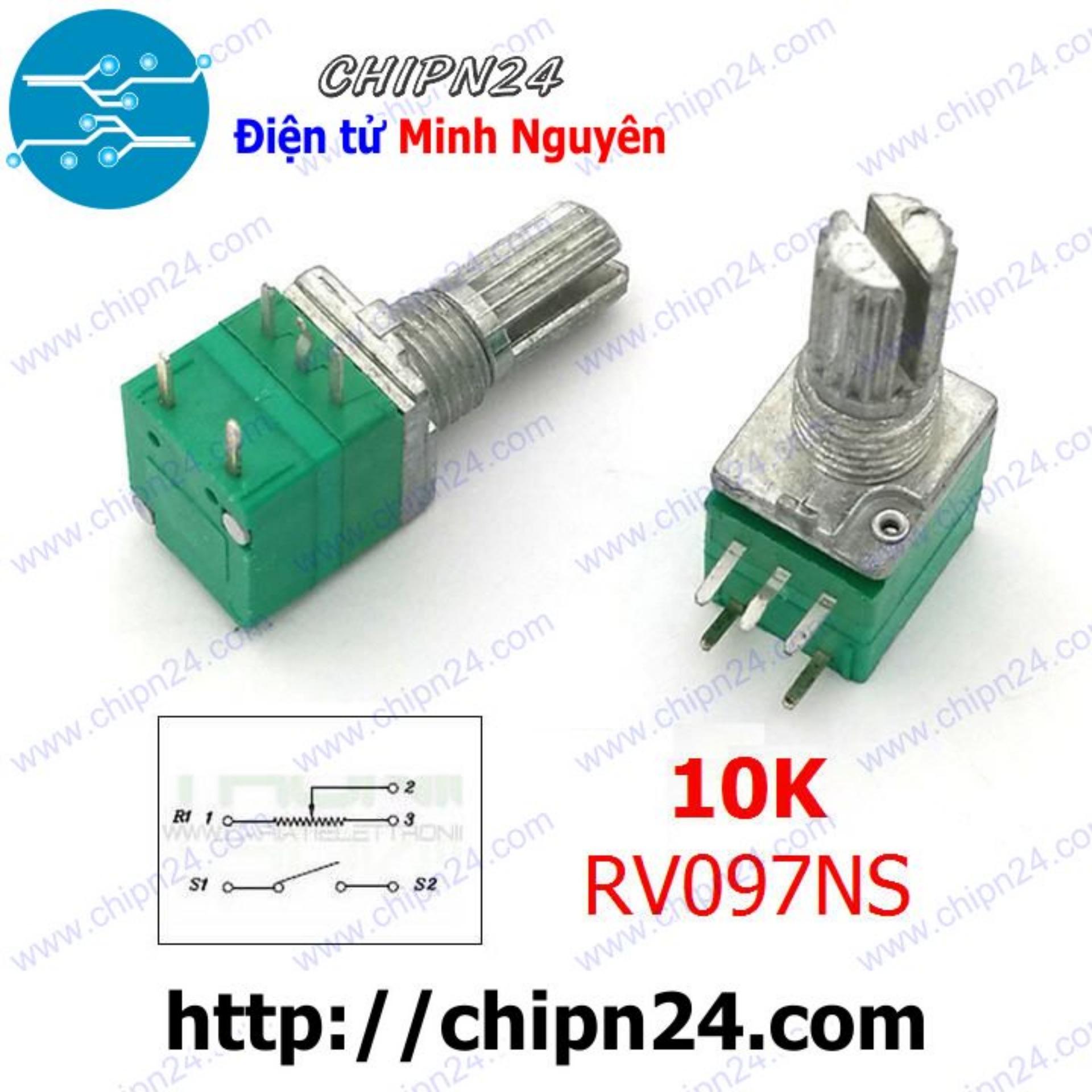 [2 cái] (F31) Biến trở xanh 5 chân 10K RV097NS (Biến trở đơn có Công tắc B10K 103)