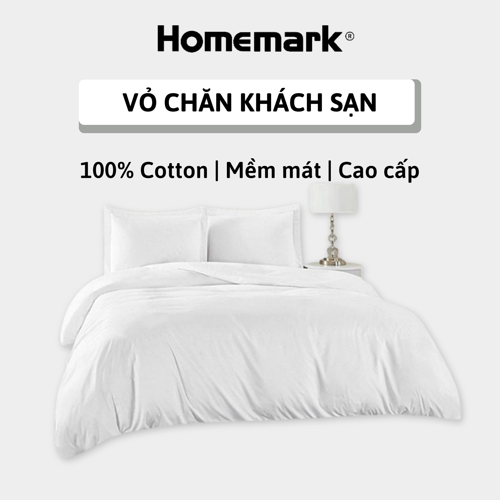 Vỏ chăn khách sạn Hanvico by Homemark chất liệu cotton cao cấp dày dặn màu trắng chuẩn 5 sao