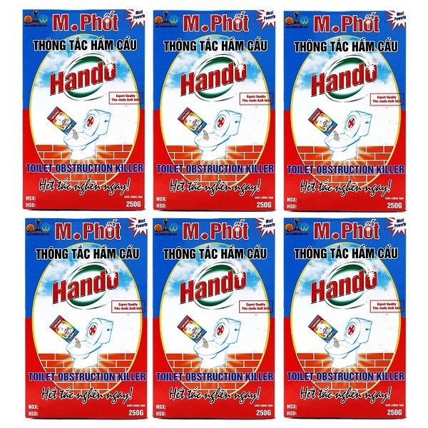 Combo 7 hộp thông tắc hầm cầu m. phốt bột 250g hando xuất khẩu
