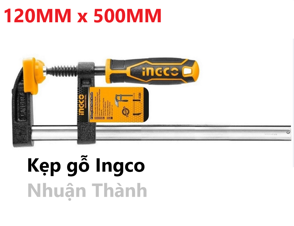 (Xả hàng) HFC021202 Kẹp gỗ chữ F (120x500mm) Ingco/ Cảo chữ F INGCO HFC021202