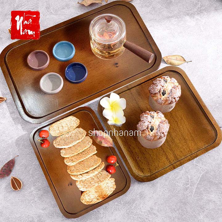 Đĩa gỗ tự nhiên, khay đựng đồ ăn cao cấp, đĩa gỗ tự nhiên nhập khẩu phụ kiện bàn ăn
