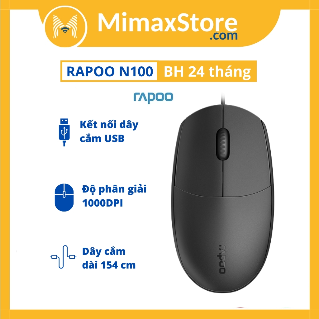 Chuột có dây rapoo n100 cổng usb | hàng chính hãng | bảo hành 24 tháng | mimax store