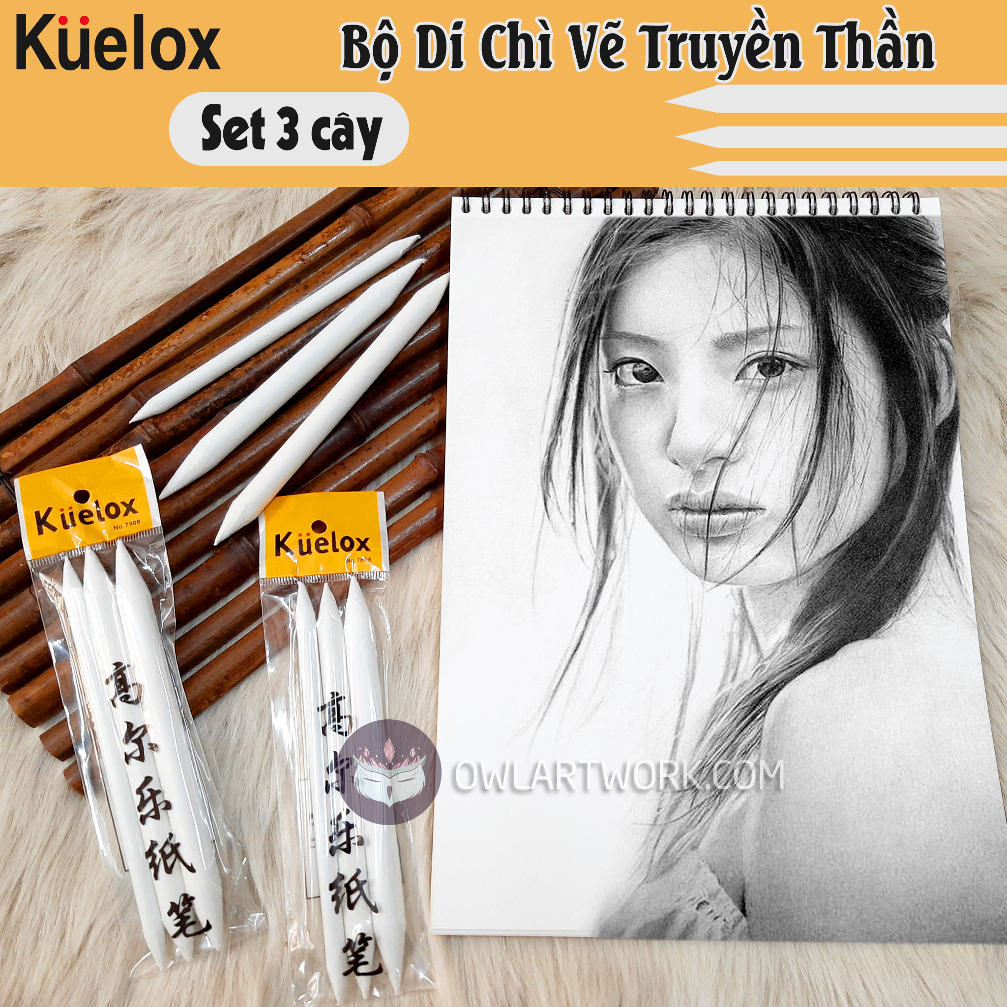 Bộ 3 Bút Di Chì Kuelox/ Xingtua Vẽ Truyền Thần