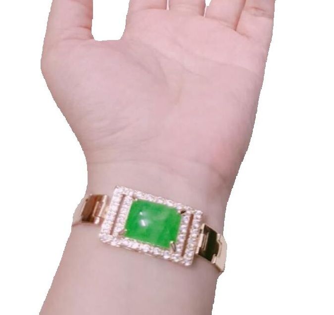 Lắc tay đá 1 hột cẩm thạch mạ vàng 18k sang trọng mau 2