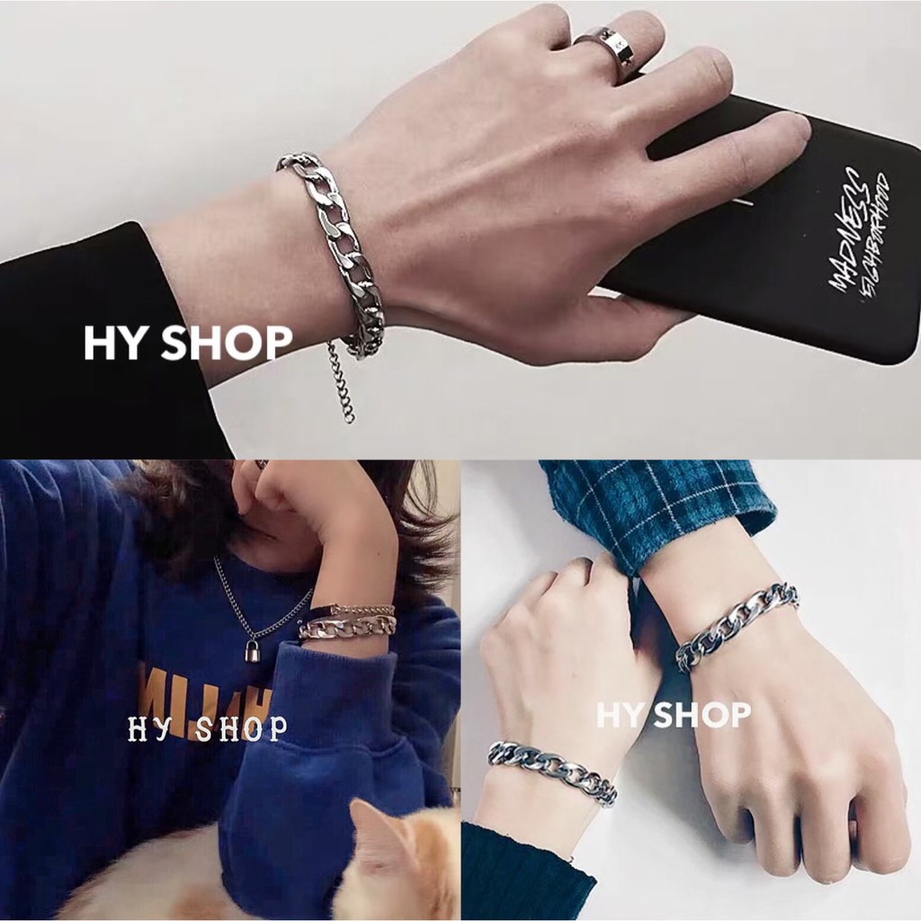 Lắc tay titan dây xích nam nữ không gỉ không đen - lắc tay đôi cá tính unisex bts, thiết kế hợp thời trang, xu hướng, sang trọng, cam kết sản phẩm nhận được như hình